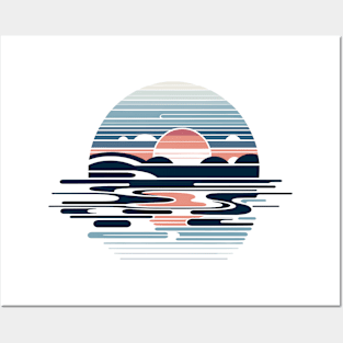 Tranquil Pond Sunset Posters and Art